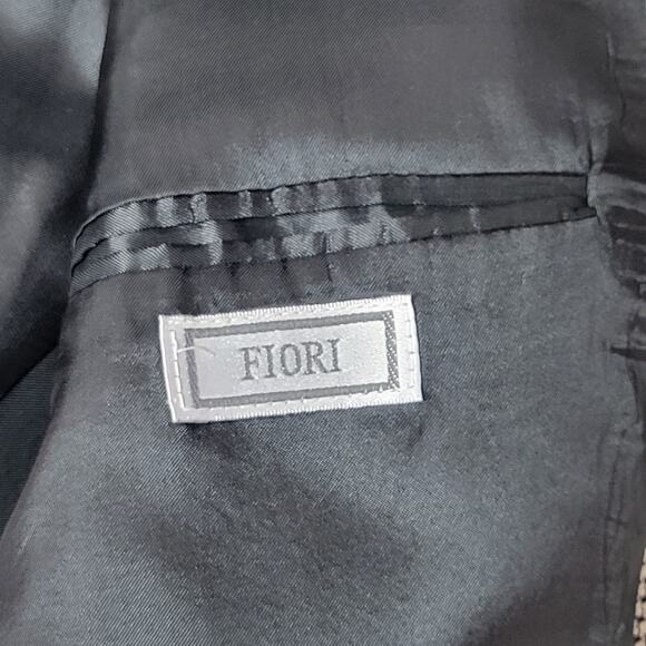 Vtg FIORI 46R Sport Coat Silk Wool Houndstooth Tan Black Canada 90s Flaw - Picture 9 of 14